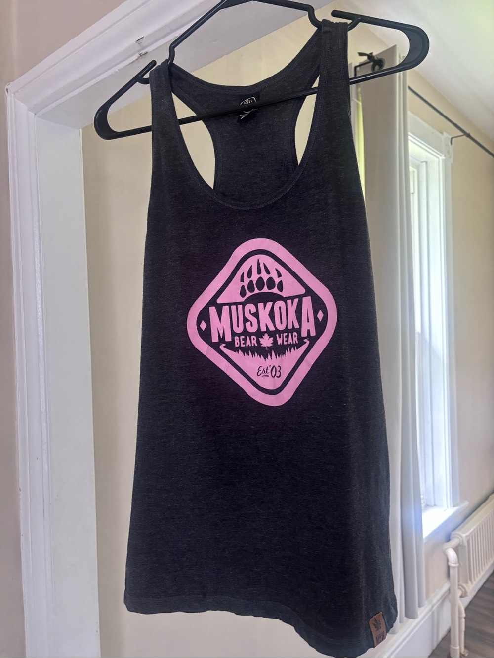 Women's Dark Grey Tank Top with Pink Logo